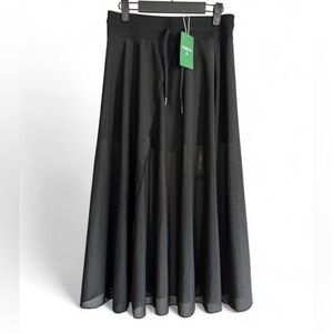 HALARA Black Mesh A-Line Maxi Skirt NWT Size Medium Built in Shorts